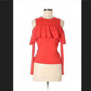 ASOS cold shoulder cutout ruffle top orange size 4